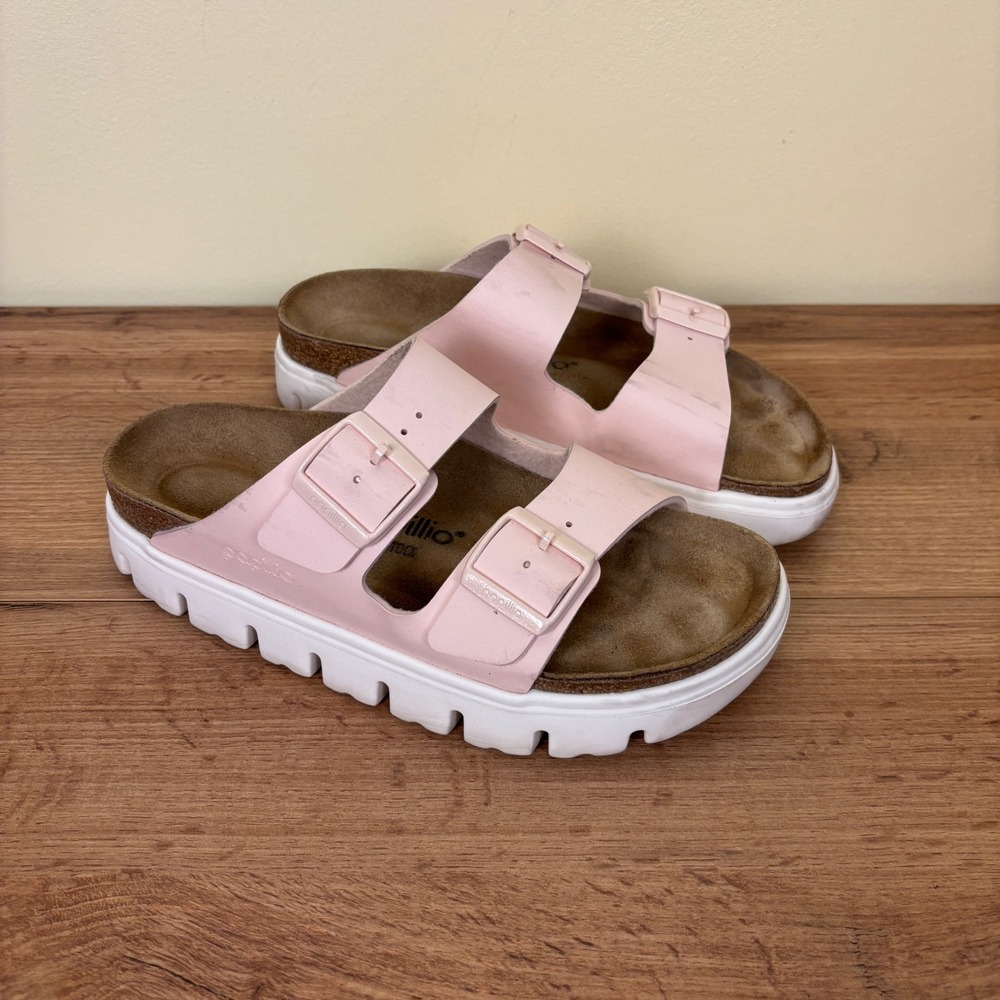 PAPILLIO Arizona Chunky Birko-Flor Platform Sandal Light Rose Pink Women Size 39